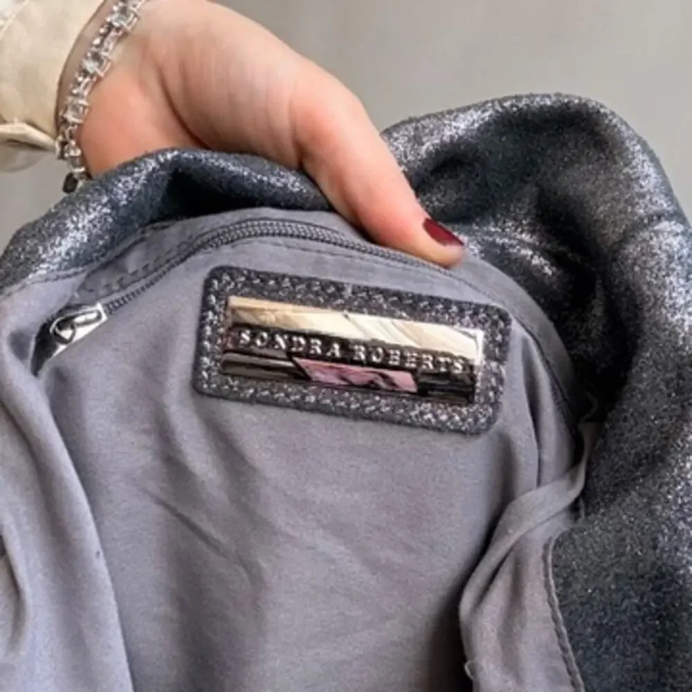 Vintage Sondra Roberts Metallic Pewter Hobo Bag - Oversized
